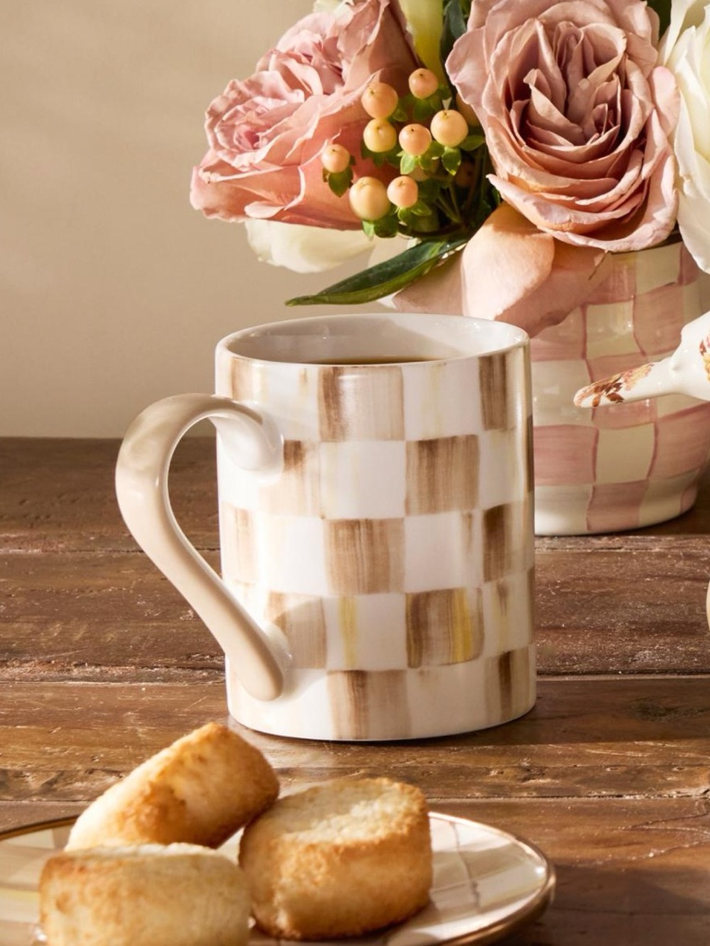 MacKenzie-Childs Mocha Check Mug